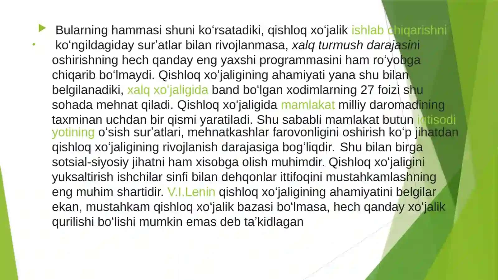 Yig’ib oluvchi xo’jalikdan ishlab chiqaruvchi xo’jalikga o’tish 4