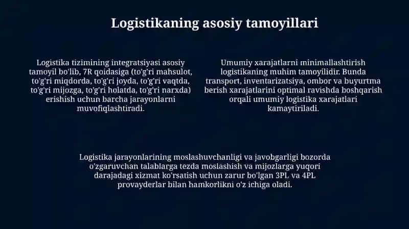 Logistika: Ta'riflar va ahamiyati 4
