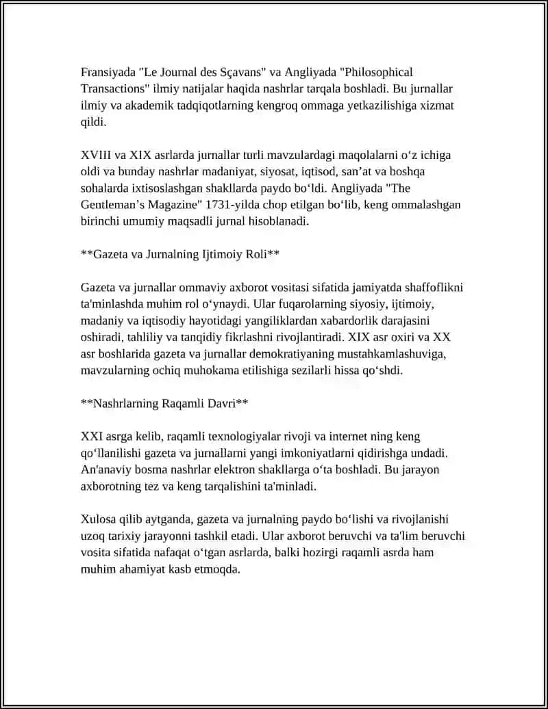 GAZETA VA JURNALNING PAYDO BO'LISH TARIXI 4