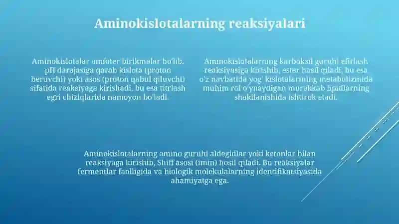 Aminokislotalarning kimyoviy xossalari.Piptedsintezi.Aminokislotalarningoptikaktivligi 4