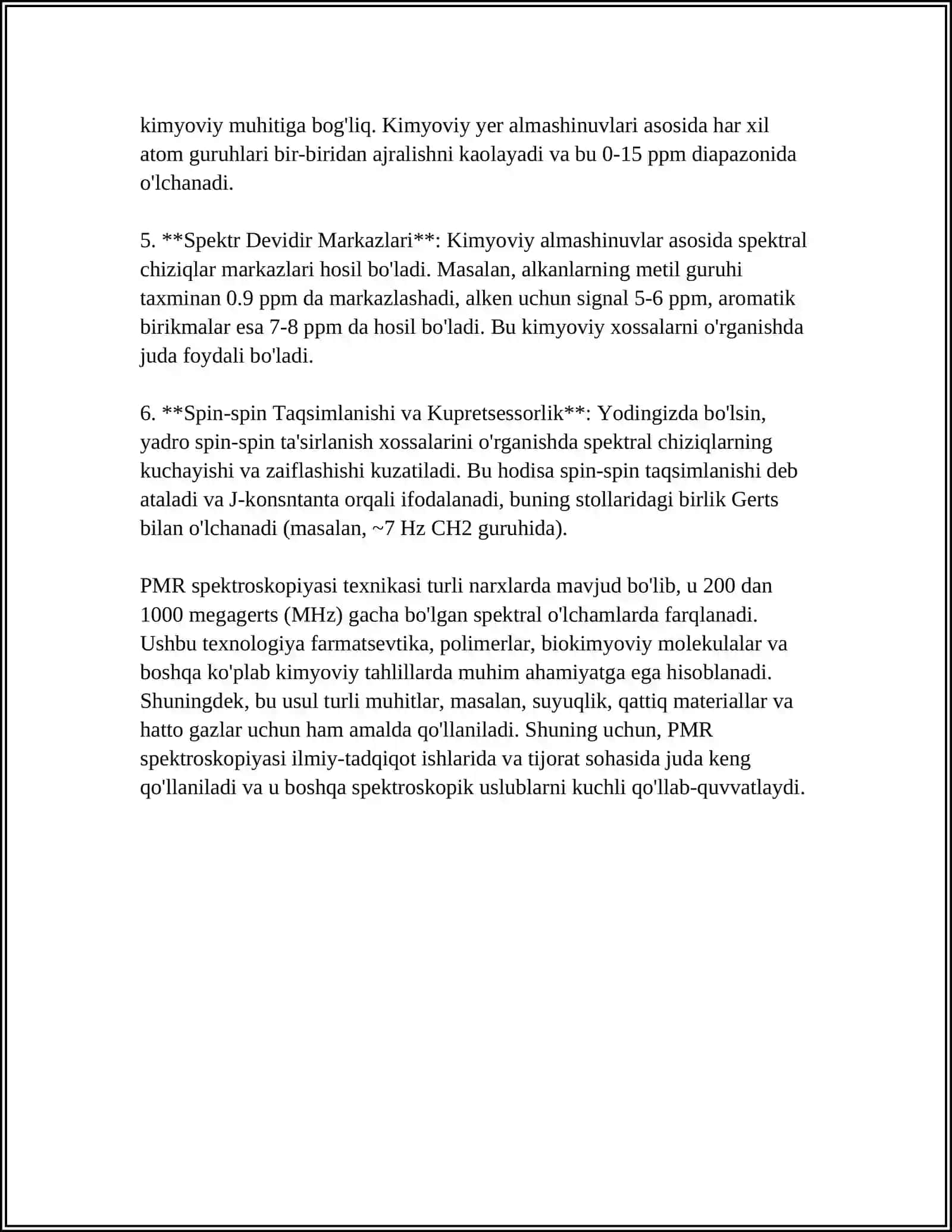 PMR SPEKTROSKOPIYASINI ORGANIKALIK KIMYODA QOʻLLASH 4