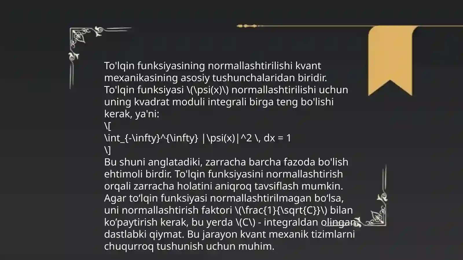 Kvant holatlari va toʻlqin funksiyasi. Toʻlqin funksiyasining asosiy holatlari 4