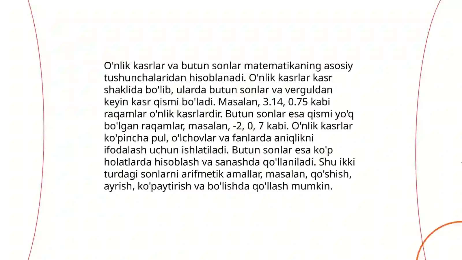 Ixtisoslashtirilgan maktablarda o'nlik kasrlarni o'rganish 4