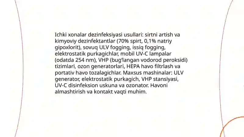 Dezinfektsiya obektlari va turlari. Maxsus dezinfekciyalovchi mashinalar va apparatlar 4