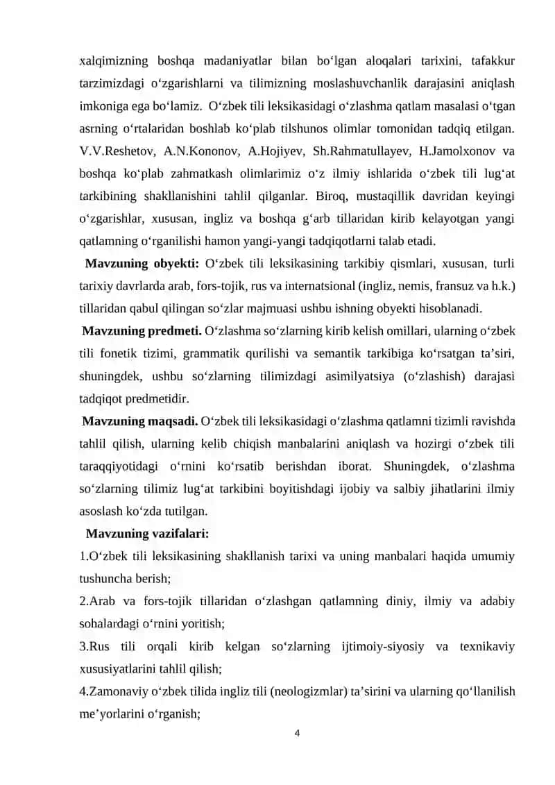 O‘ZBEK TILI  LEKSIKASIDA O‘ZLASHMA QATLAM 4