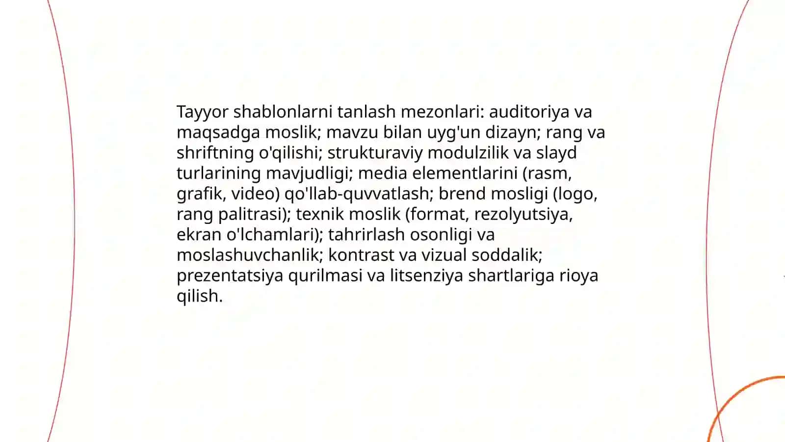 Standart shablonlar asosida taqdimotlarni yaratish 4
