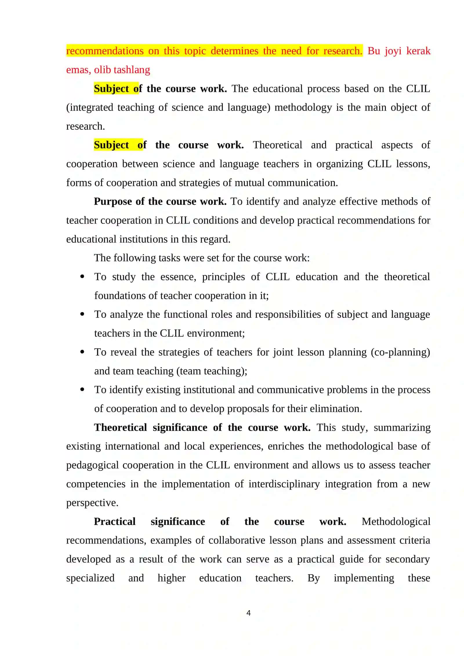CHAPTER 1. THEORETICAL FOUNDATIONS OF TEACHER COLLABORATION IN CLIL SETTINGS 4