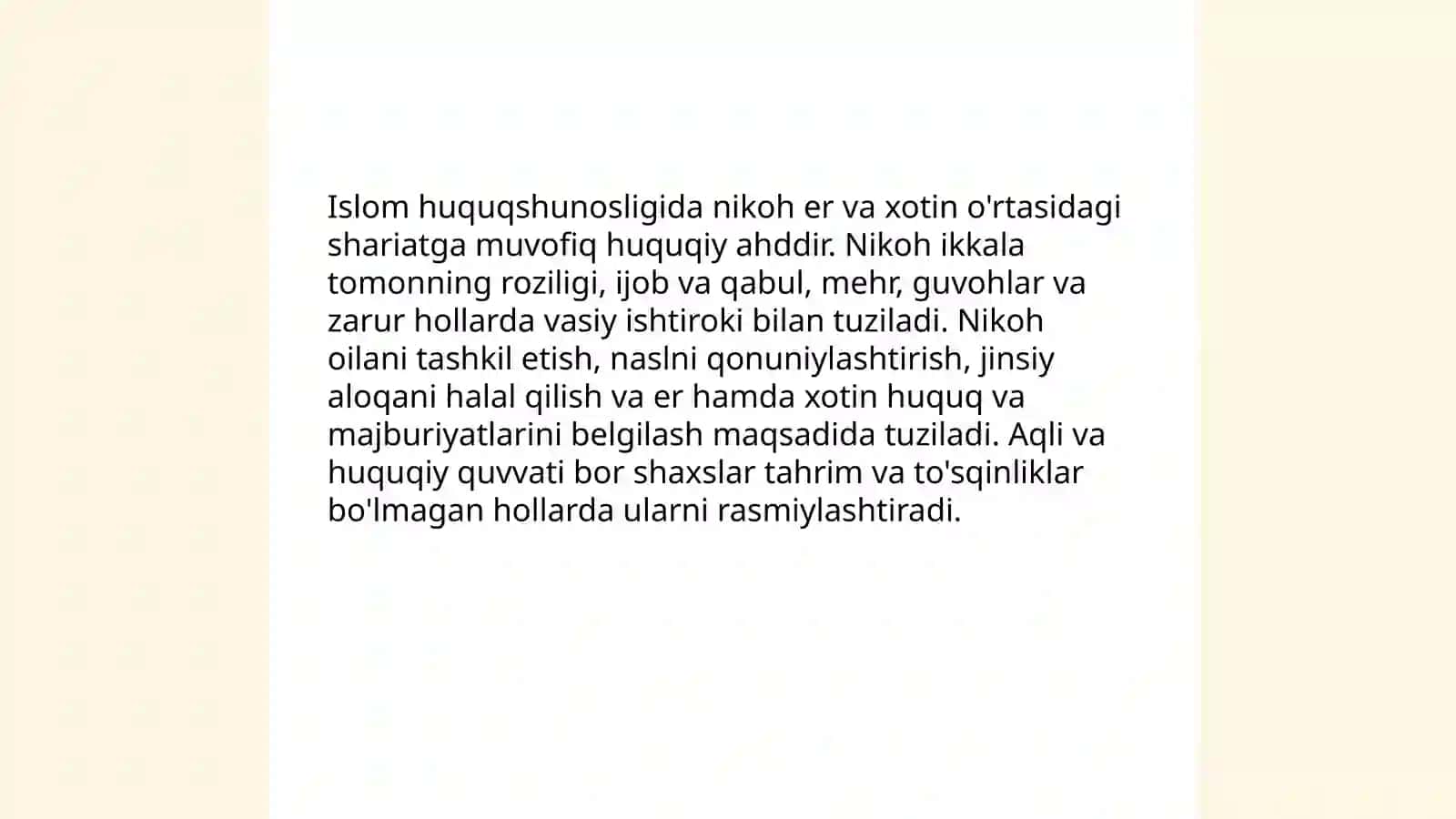Islom huquqshunosligida oila, nikoh, taloq, idda, zinhor tushunchalarini ta'riflash 4