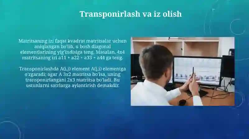 Matritsalar ustida amallarni bajarish 4