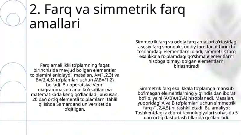 To'plamlar va ular ustida amallar 4