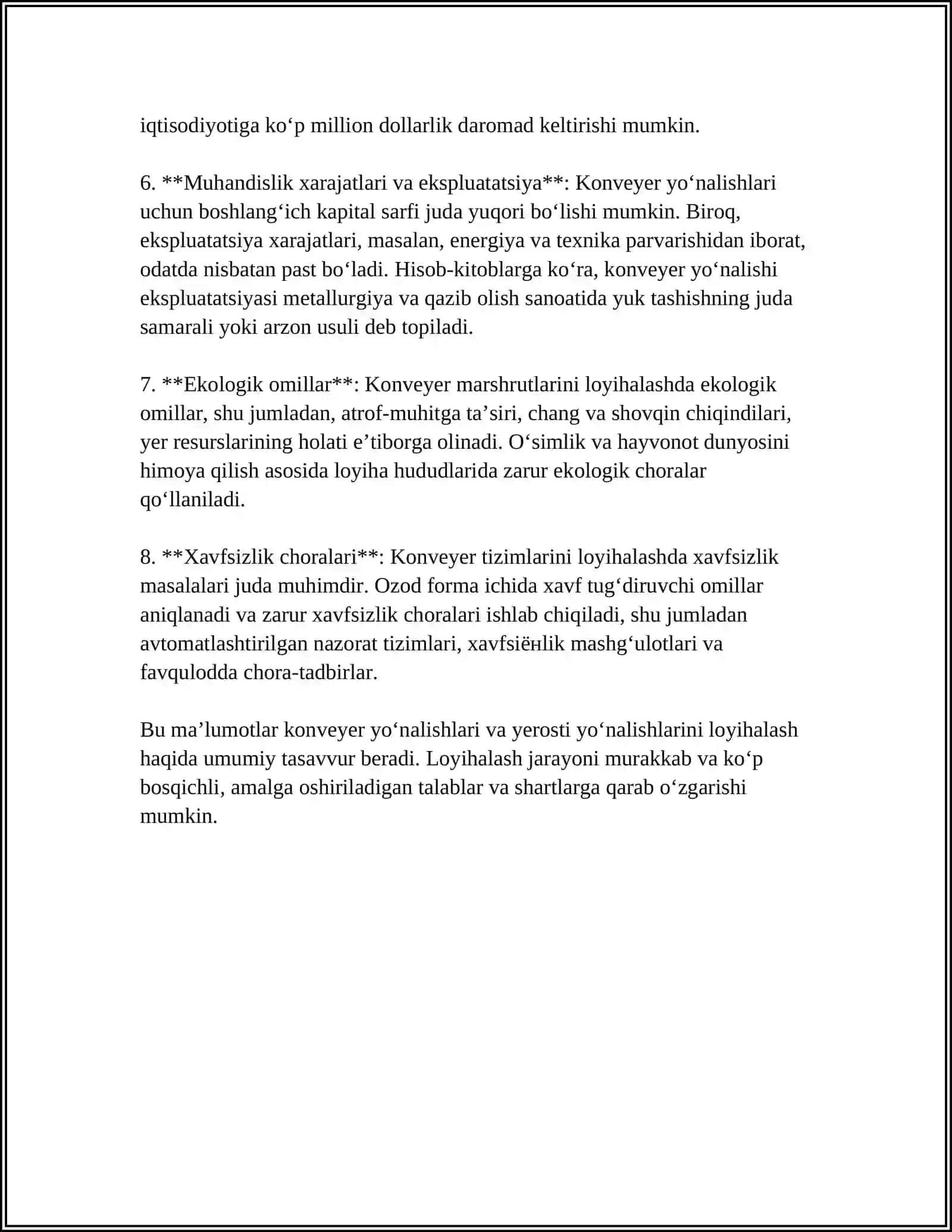 SHAXTA KONVEYER TTANSPORTINI LOYHALASH 4