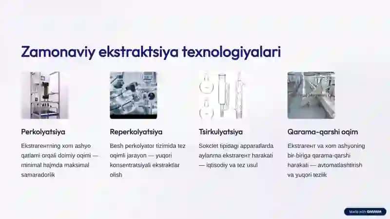 Quyuq va quruq ekstraktlar texnologiyasi 4