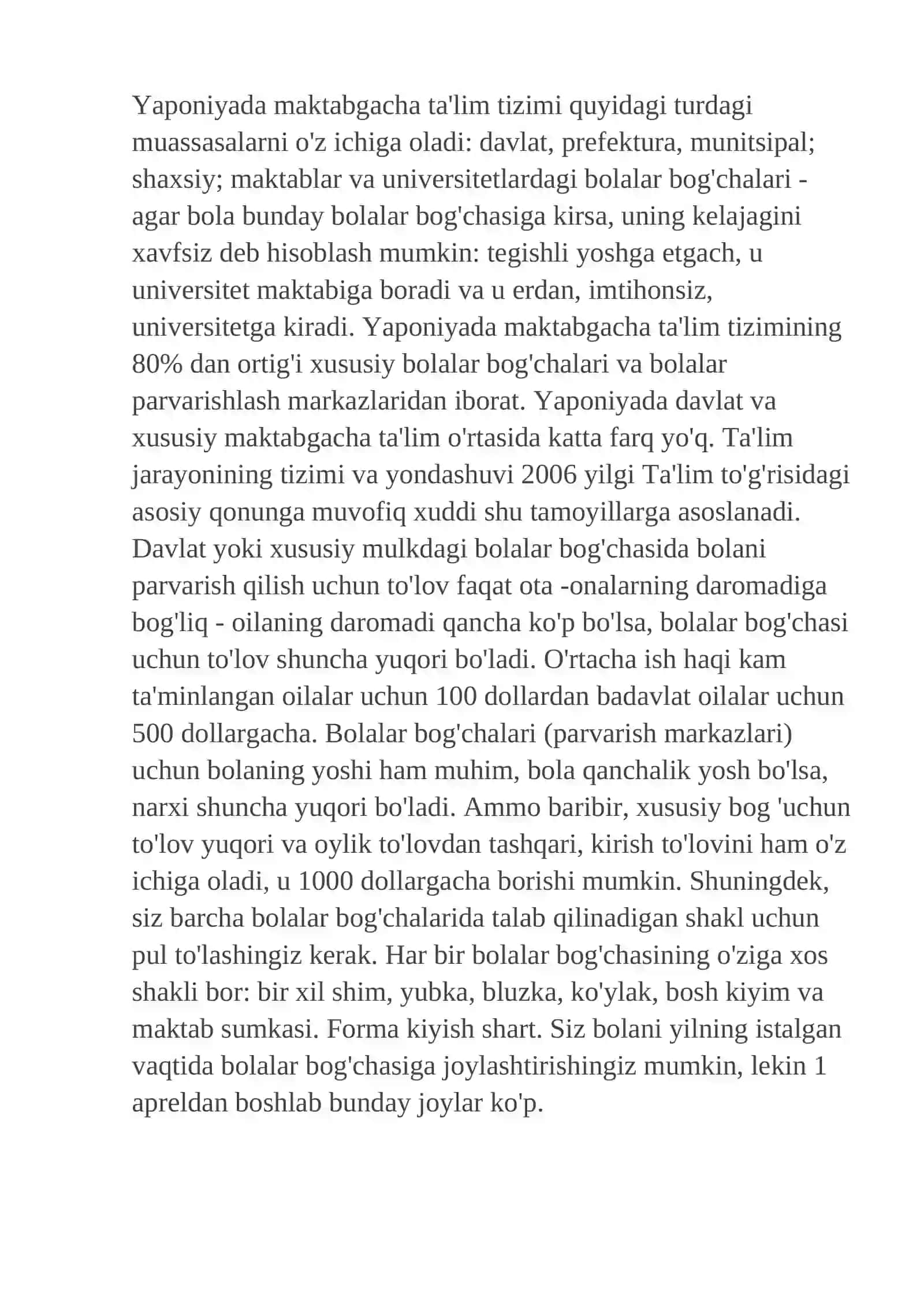 Yaponiya ta’lim-tarbiya tizimida maktabgacha ta’limning o’rni va uning o’ziga xos xususiyatlari 4