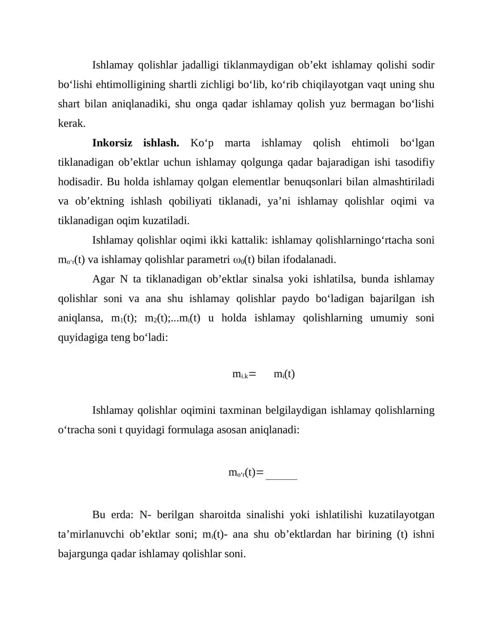 Inkorsiz ishlash extimolini baholash. 4