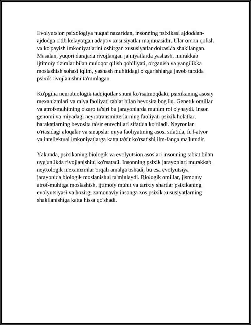 Psixikaning evolyutsiyasi va vujudga kelishi 4