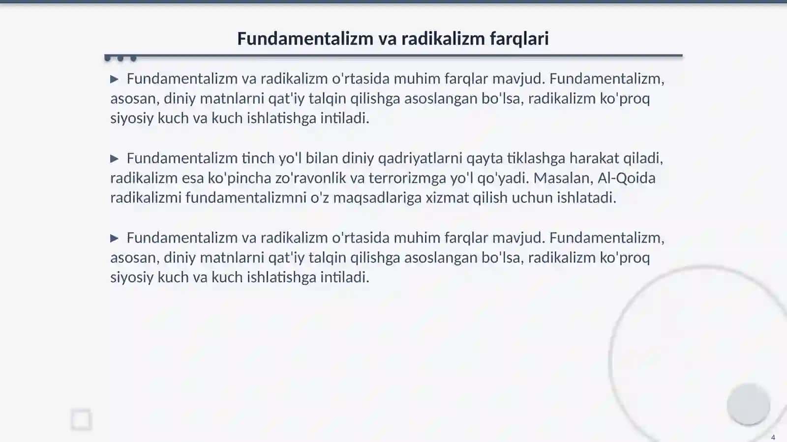 Islom fundamentalizmining maqsadi va mohiyati 4