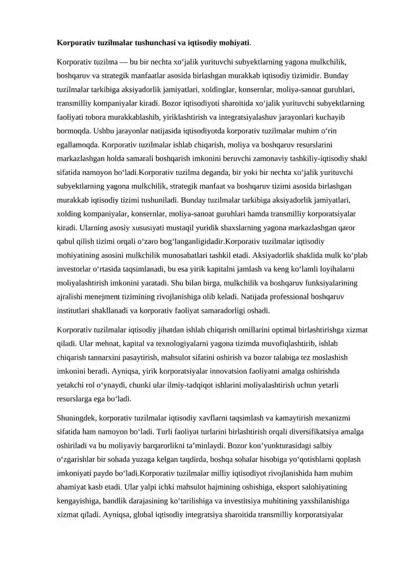 Korporativ tuzilmalar faoliyatining nazariy konseptual asoslari 4
