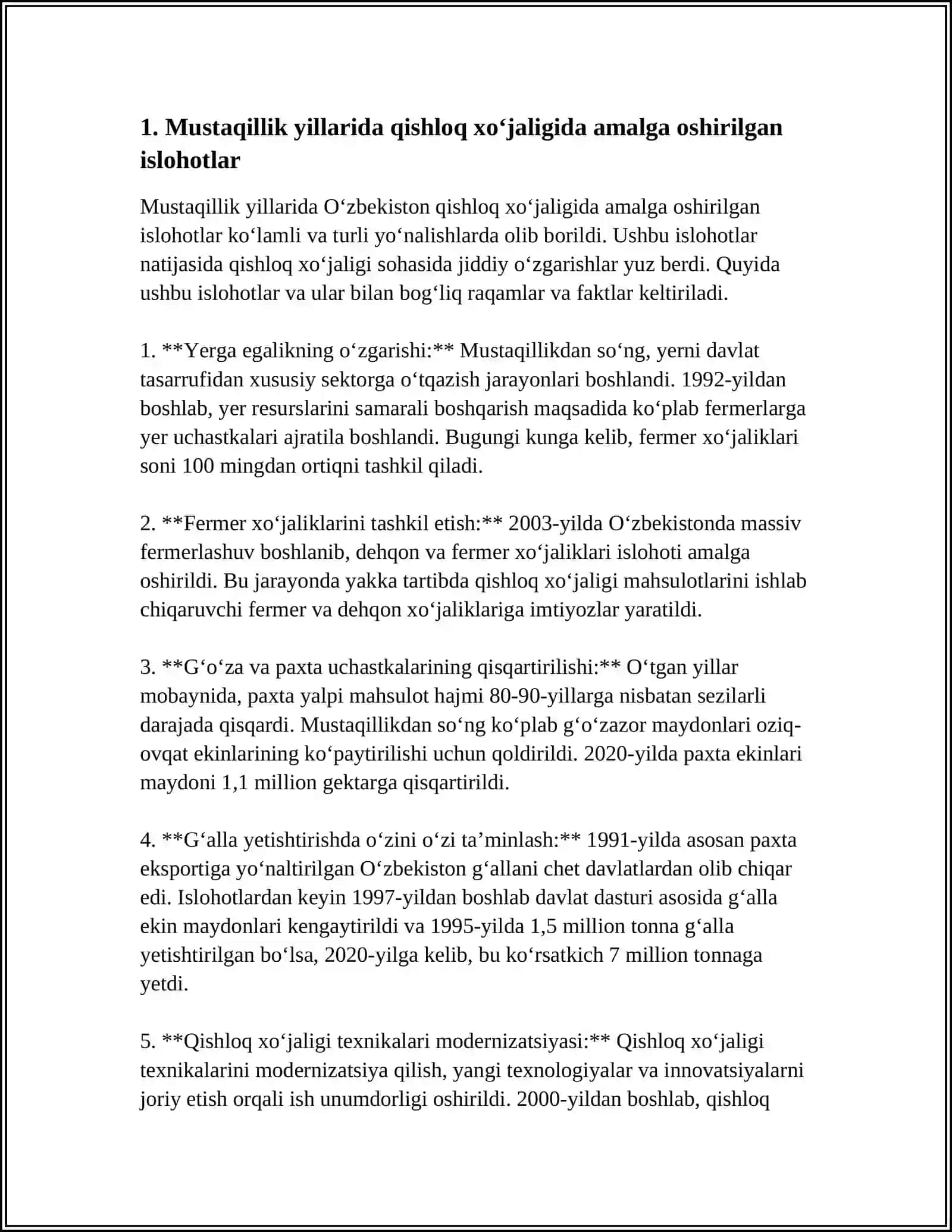 MUSTAQILLIK YILLARIDA QISHLOQ XOʻJALIGI VA SANOAT SOHASIDA OʻZGARISHLAR 4