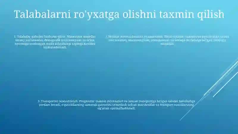 O'Quv Xonalari Va Avtotransport Vositalari Zarur Sonini Hisoblash 4