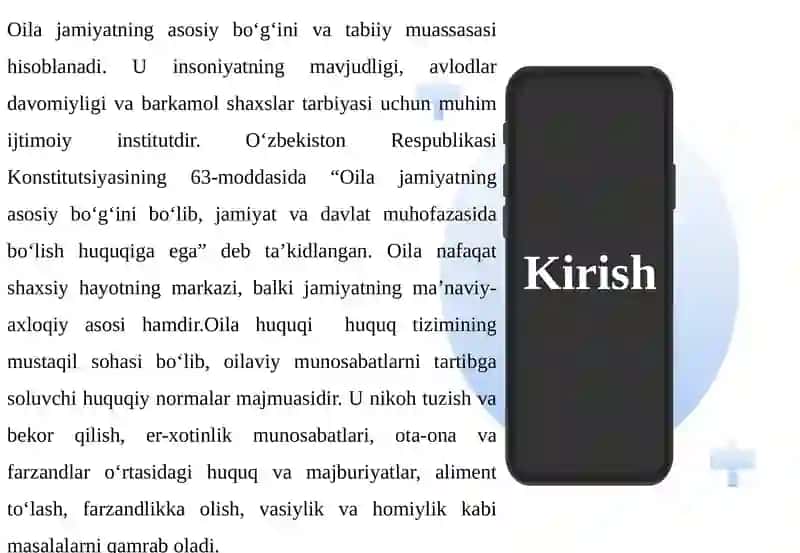 OILA, OILA HUQUQI TUSHUNCHASI 4