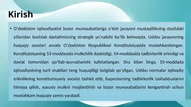 Iqtisodiy Hayotni Erkinlashtirishning Konstitutsiyaviy Asoslari 4