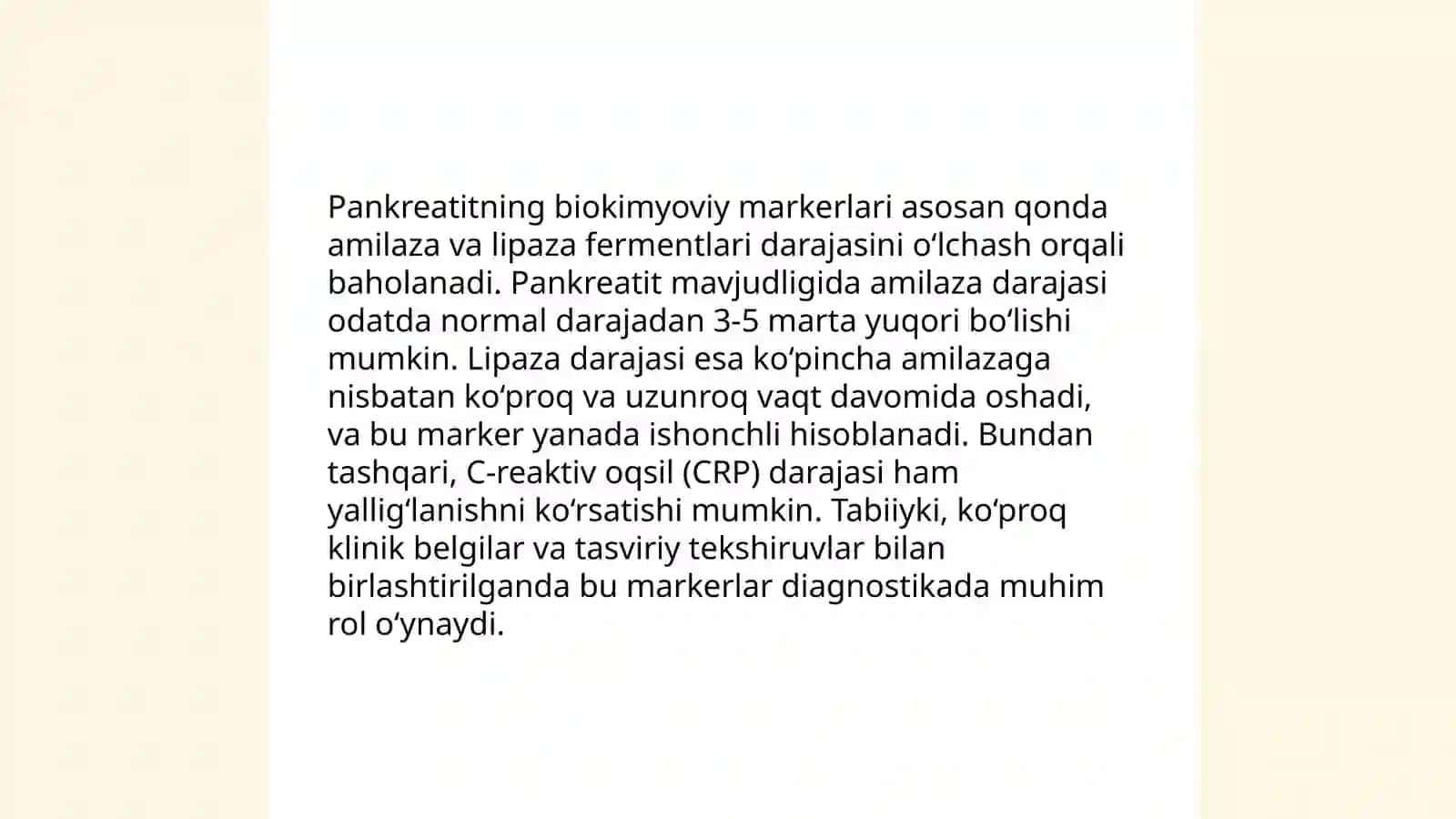 O'tkir pankreatit kelib chiqishi va davolashning biokimyoviy asoslari 4