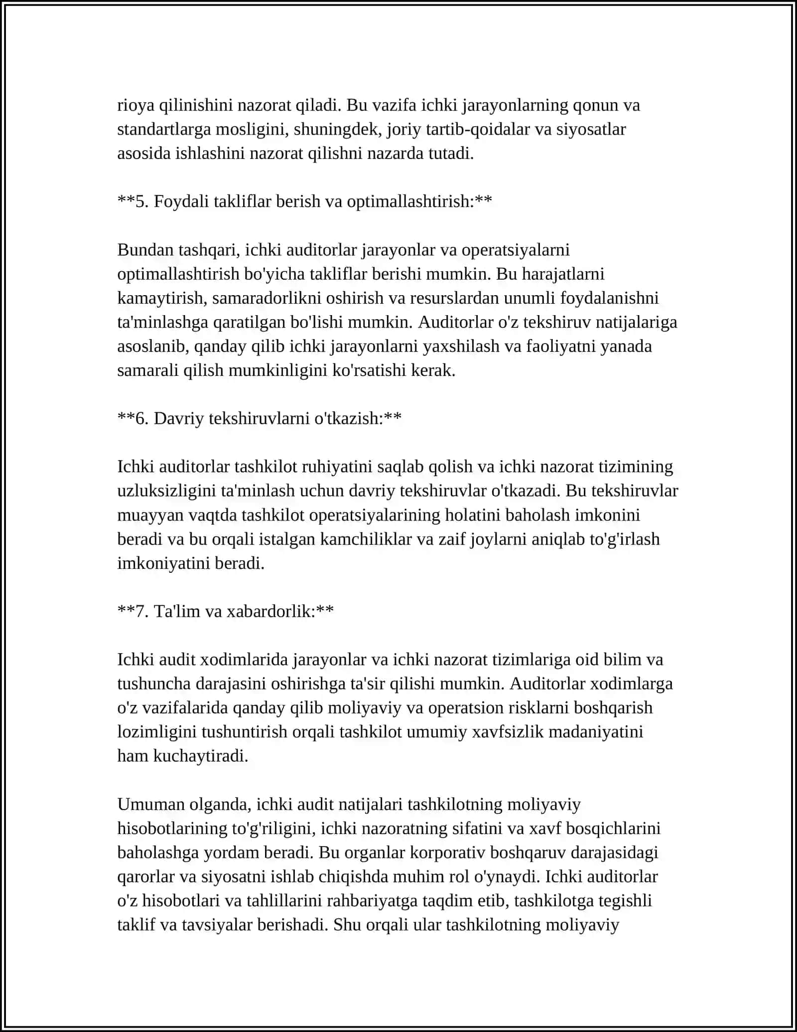 TIJORAT BANKLARIDA ICHKI AUDITORIGA QO’YILGAN TALABLAR 4