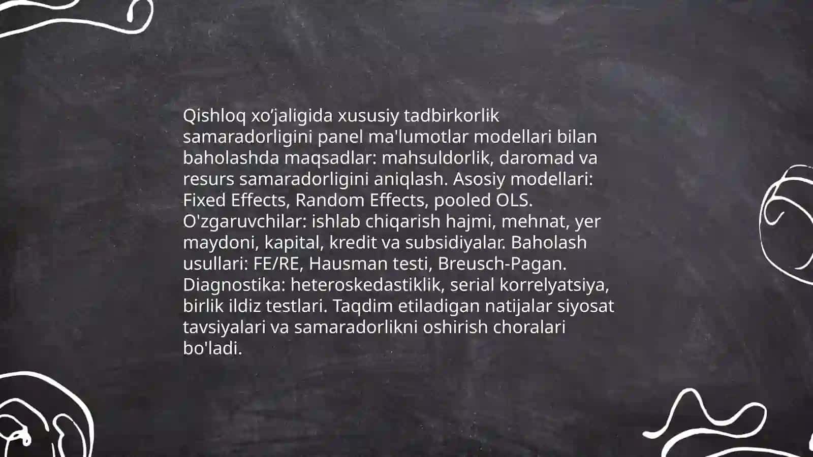 Qishloq xo’jaligida kichik biznes va xususiy tadbirkorlik faoliyatini tahlil qilishda ekonometrik modellardan foydalanish 4
