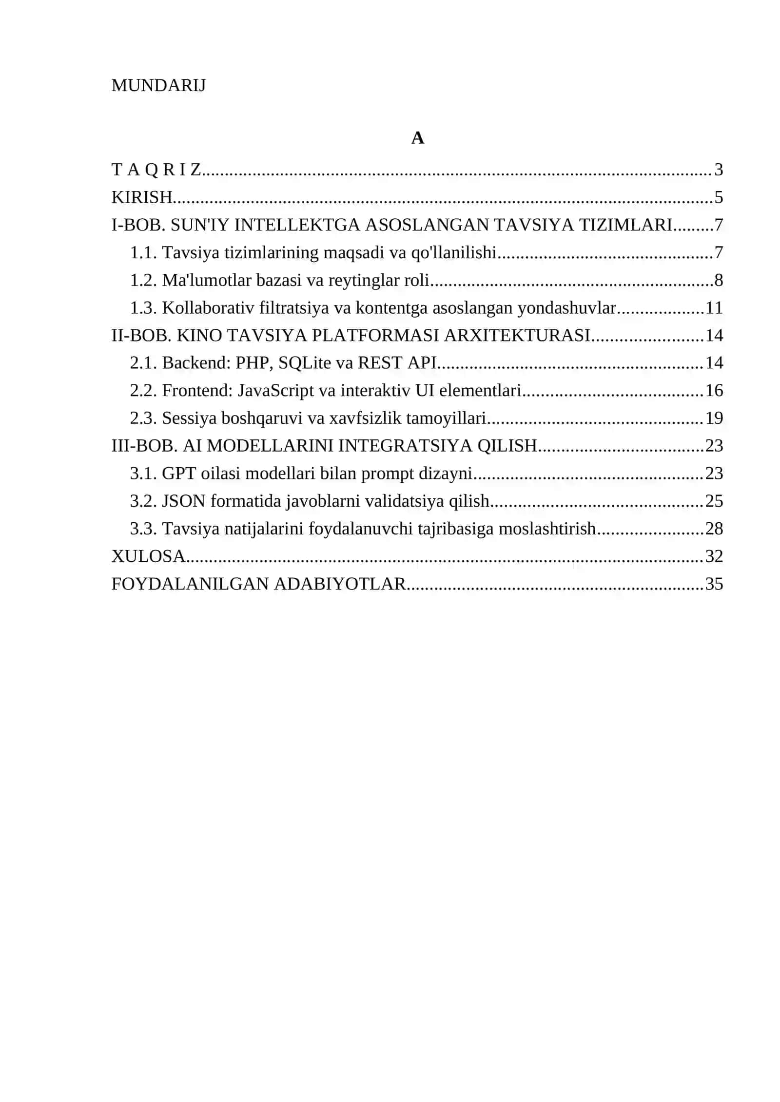 Chatbot tizimlari uchun ma’lumotlar bazasini tashkil etish 4
