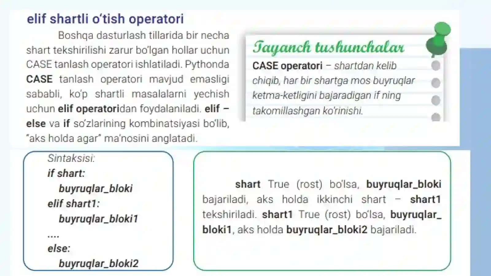TARMOQLANUVCHIALGORITMLARNI DASTURLASH. IF…ELSE OPERATOR 4