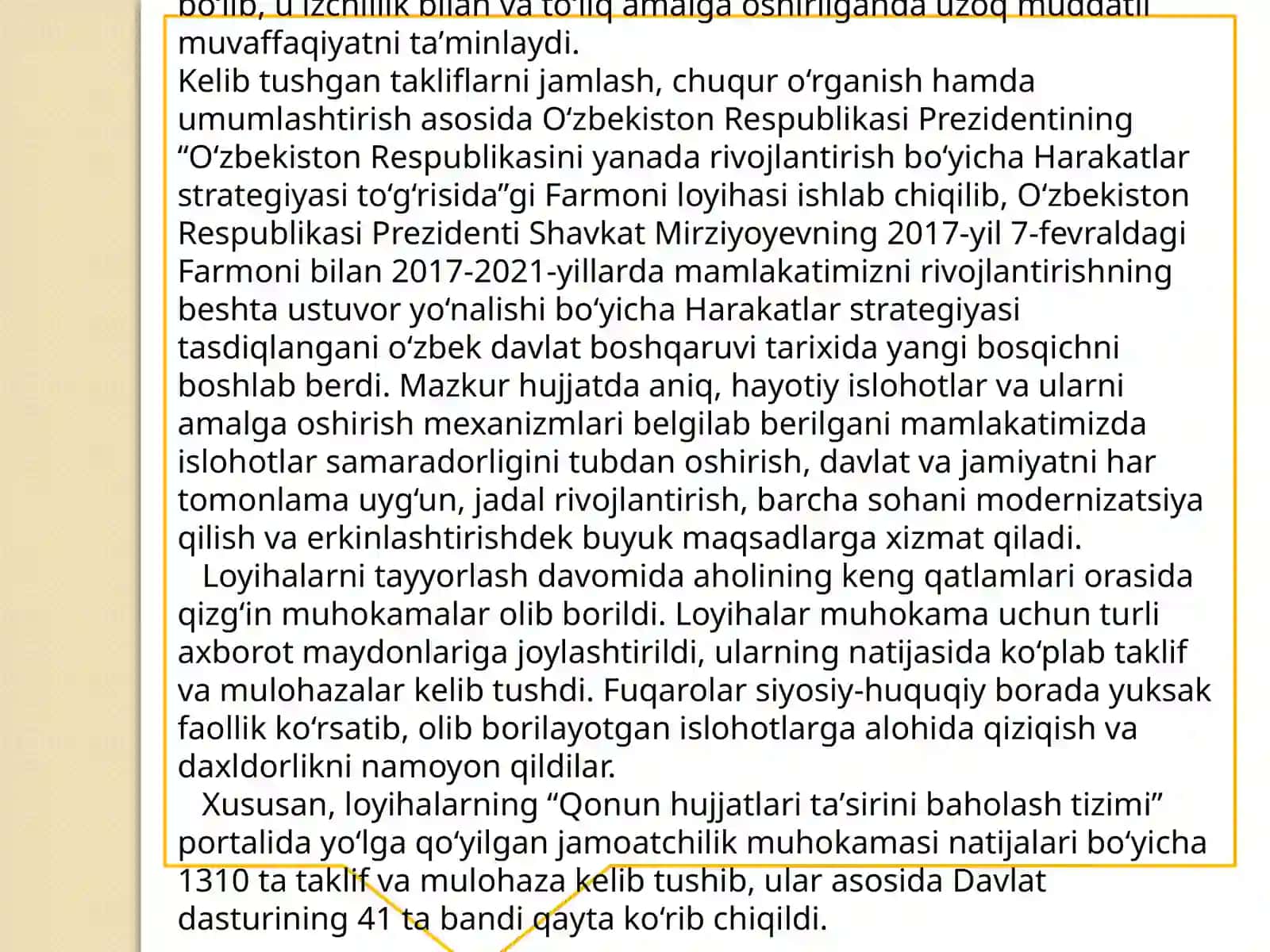 O`zbekiston Respublikasini Rivojlantirishda harakatlar strategiyasining tutgan o`rni. 4