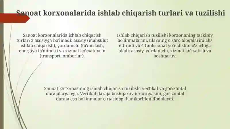 Sanoat korxonalarida ishlab chiqarishni tashkil etish” 4
