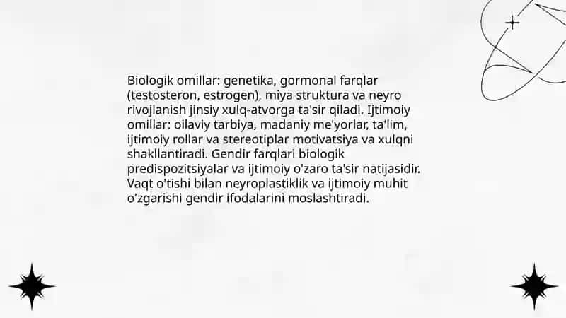 Gendir farqlar psixologiyasi, jinsiy xulq atvor 4