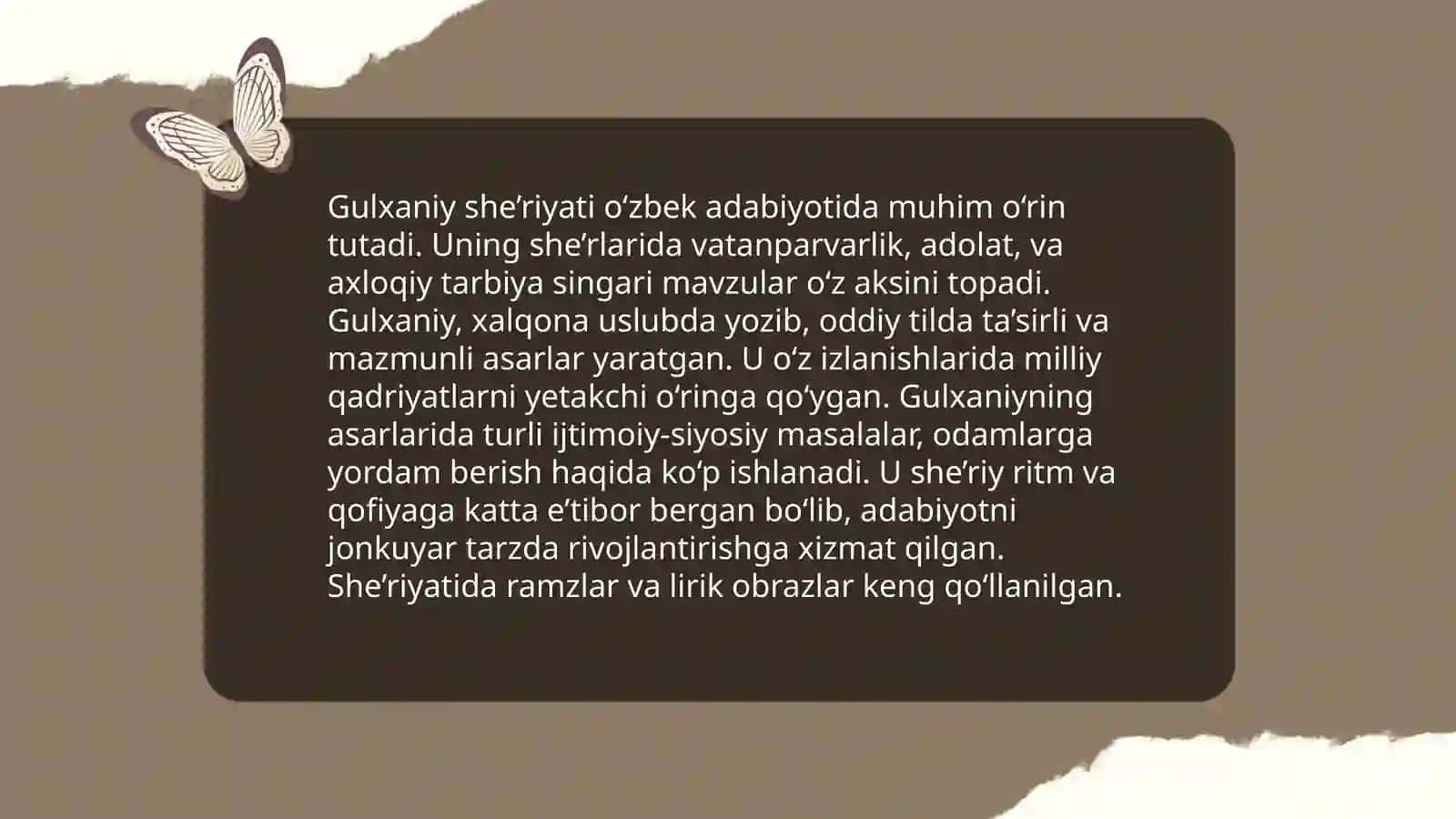 Gulxaniy ijodi va "Zarbulmasal" asari tahlili 4