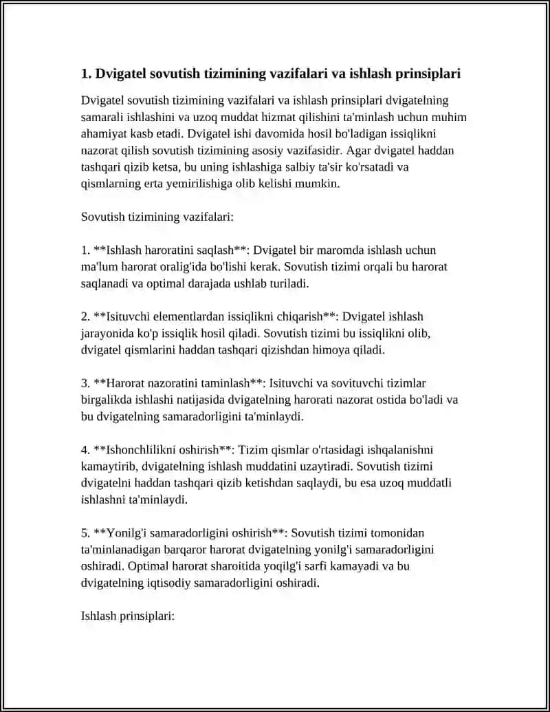 DVIGATELNING SOVUTISH TIZIMI REFERAT 4