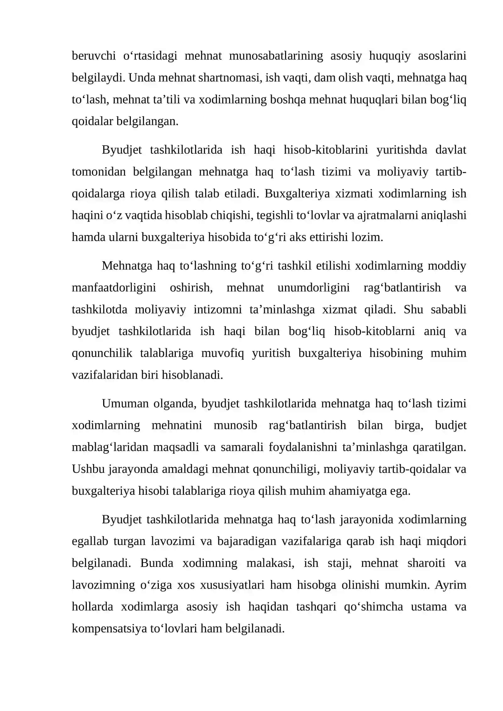 Byudjet tashkilotlarida xodimlarga ta’til hisoblash va ish haqiga nisbatan ajratmalar hisobi 4