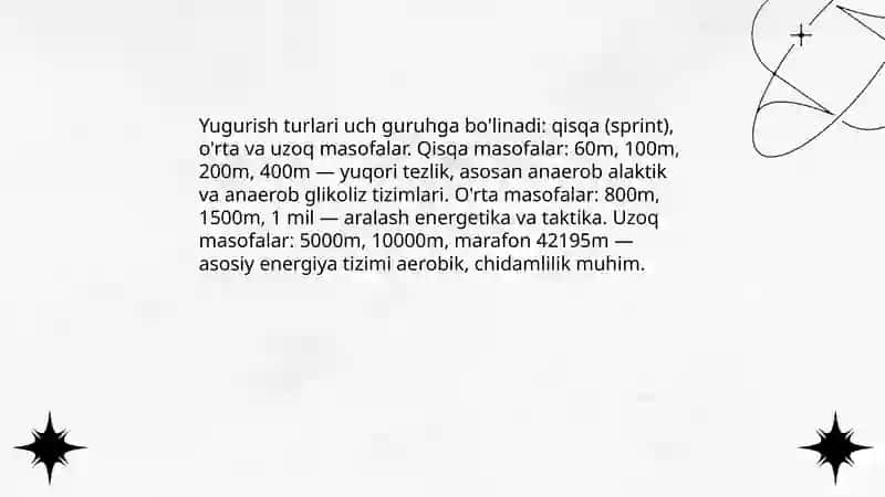 Yengil atletika boʻlimlari va ularning turkumlanishi 4