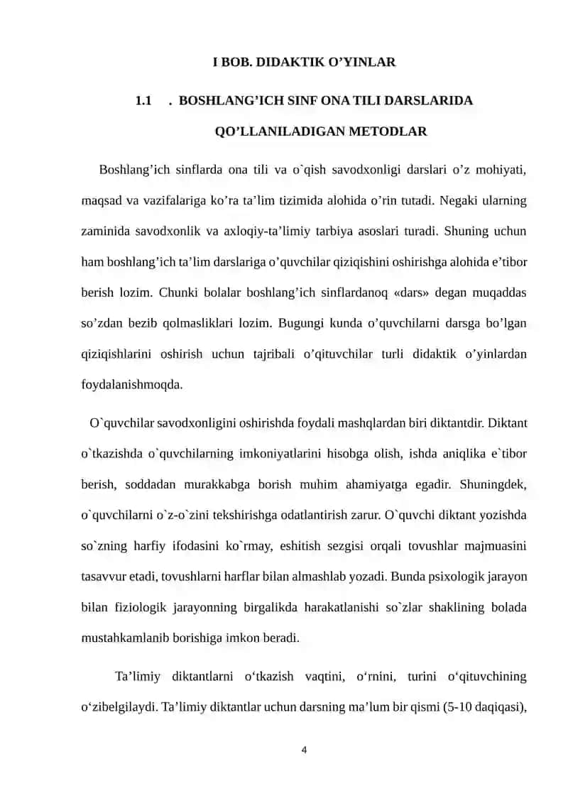 BOSHLANG`ICH SINFLARDA TA’LIMIY DIKTANT VA UNI TASHKIL ETISH 4