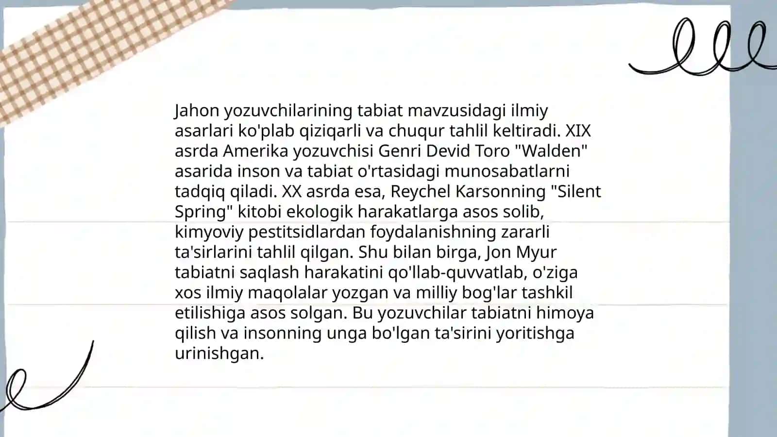 Tabiat oid ózbek hamda jahon yozuvchilarning ilmiy hikoyalarni tóplash,órganish va tahlil qilish 4