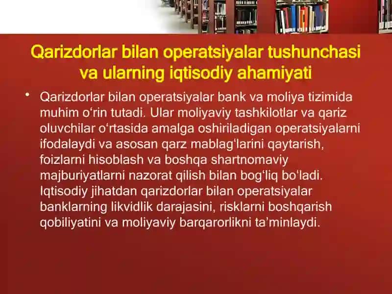 Qarizdorlar bilan operatsiyalar bo'yicha iqtisodiy me'yorlar 4