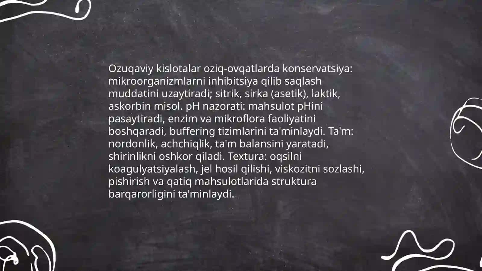 Ozuqaviy kislotalar, boʻyoqlar aromatizatorlar 4