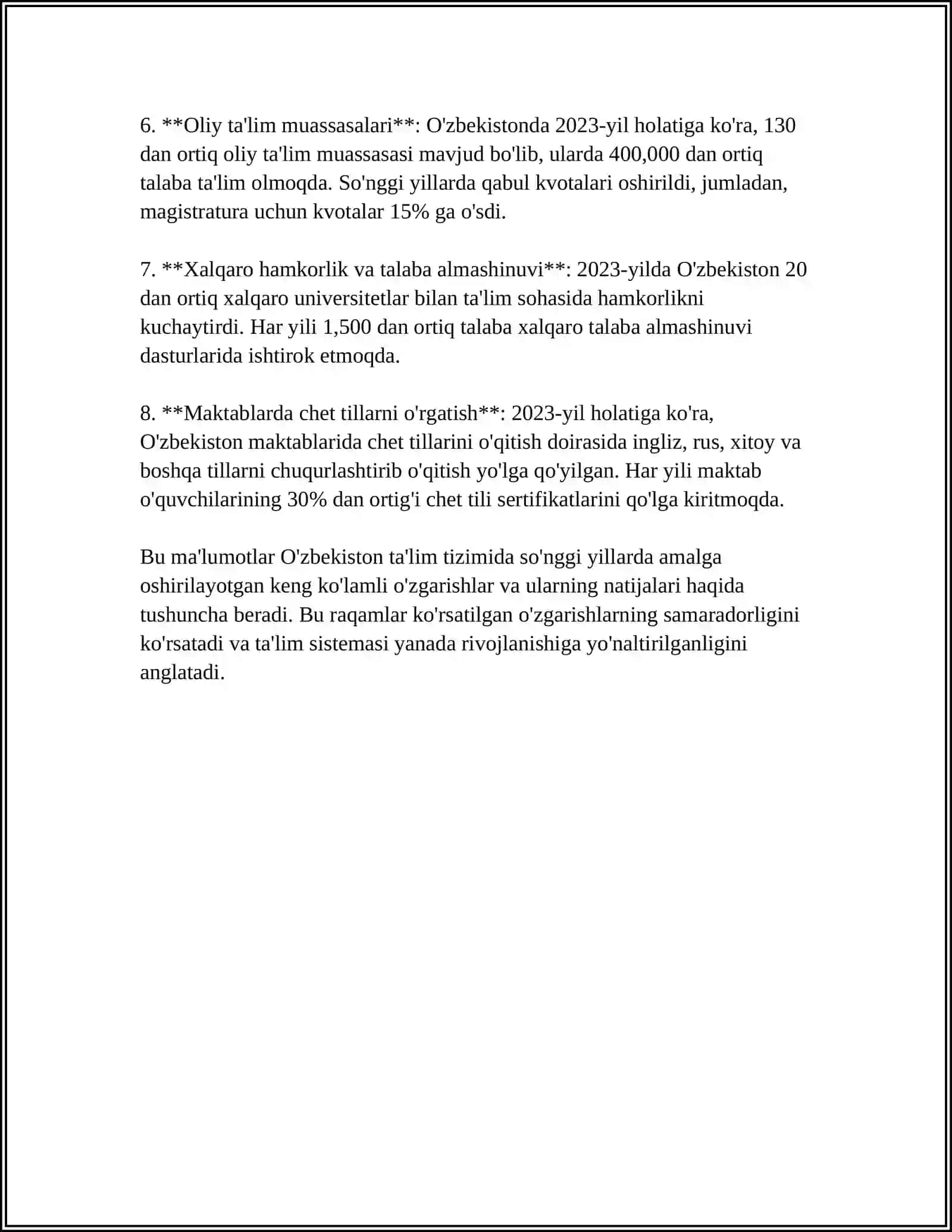 OʻZBEKISTONDA IJTIMOIY SOHADA AMALGA OSHIRILAYOTGAN OʻZGARISHLAR MAZMUN VA MOHIYATI 4