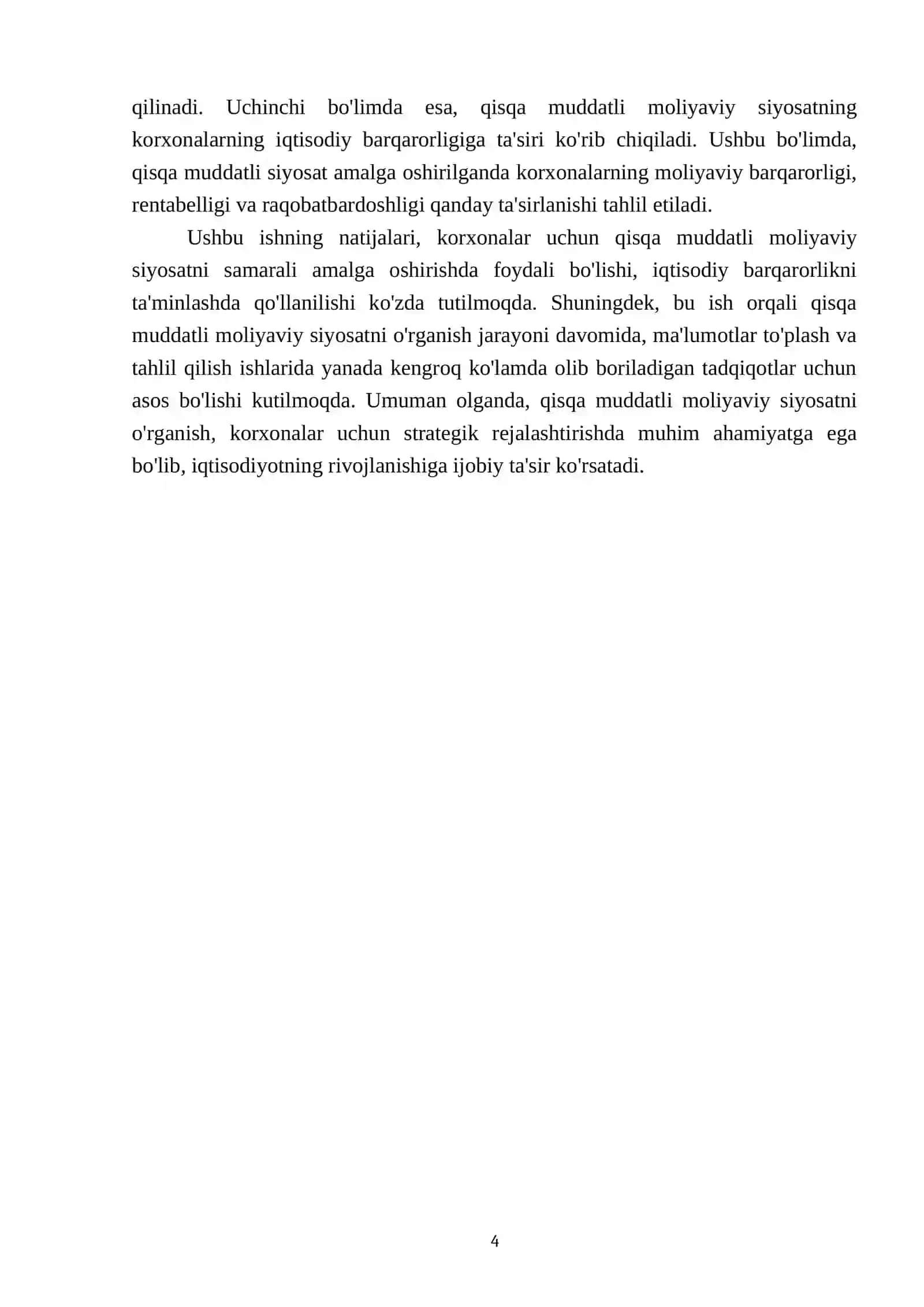 Korxonalarda qisqa muddatli moliyaviy siyosatning roli 4