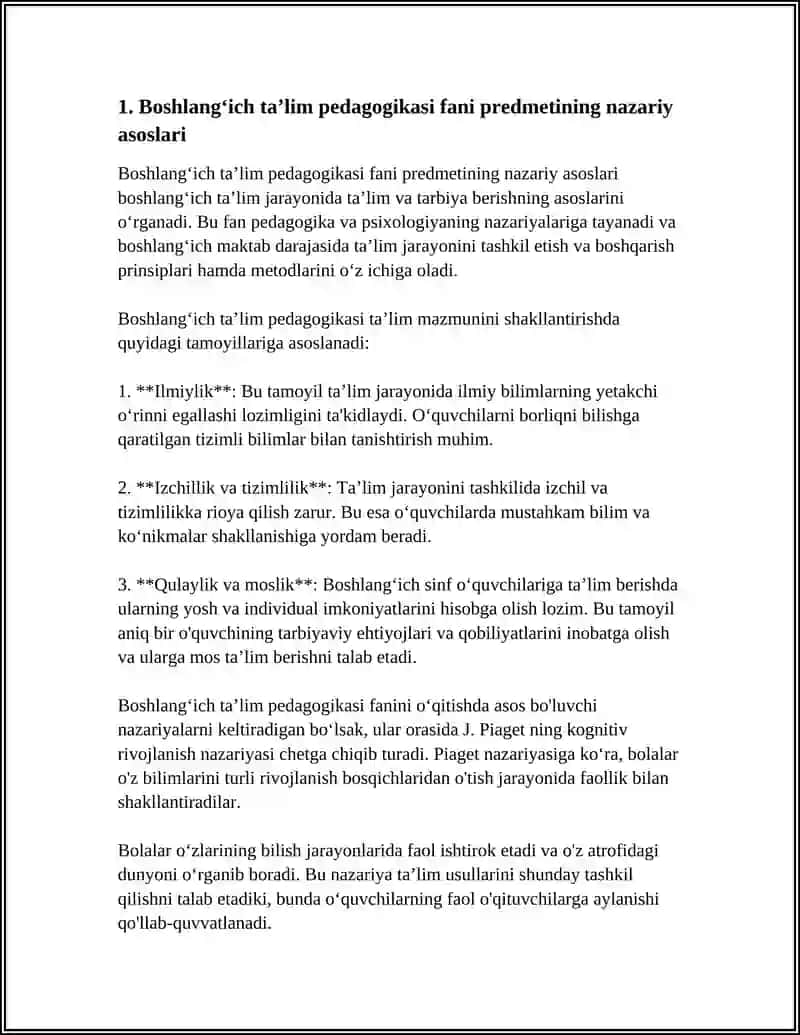 Boshlangʻich taʼlim pedagogikasi fani predmetining nazariy asoslari 4