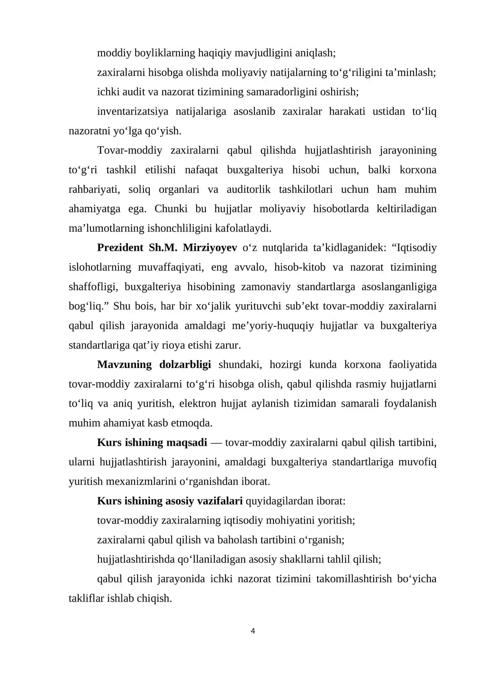 TOVAR MODDIY ZAXIRALARNI QABUL QILISHNI HUJJATLASHTIRISH 4