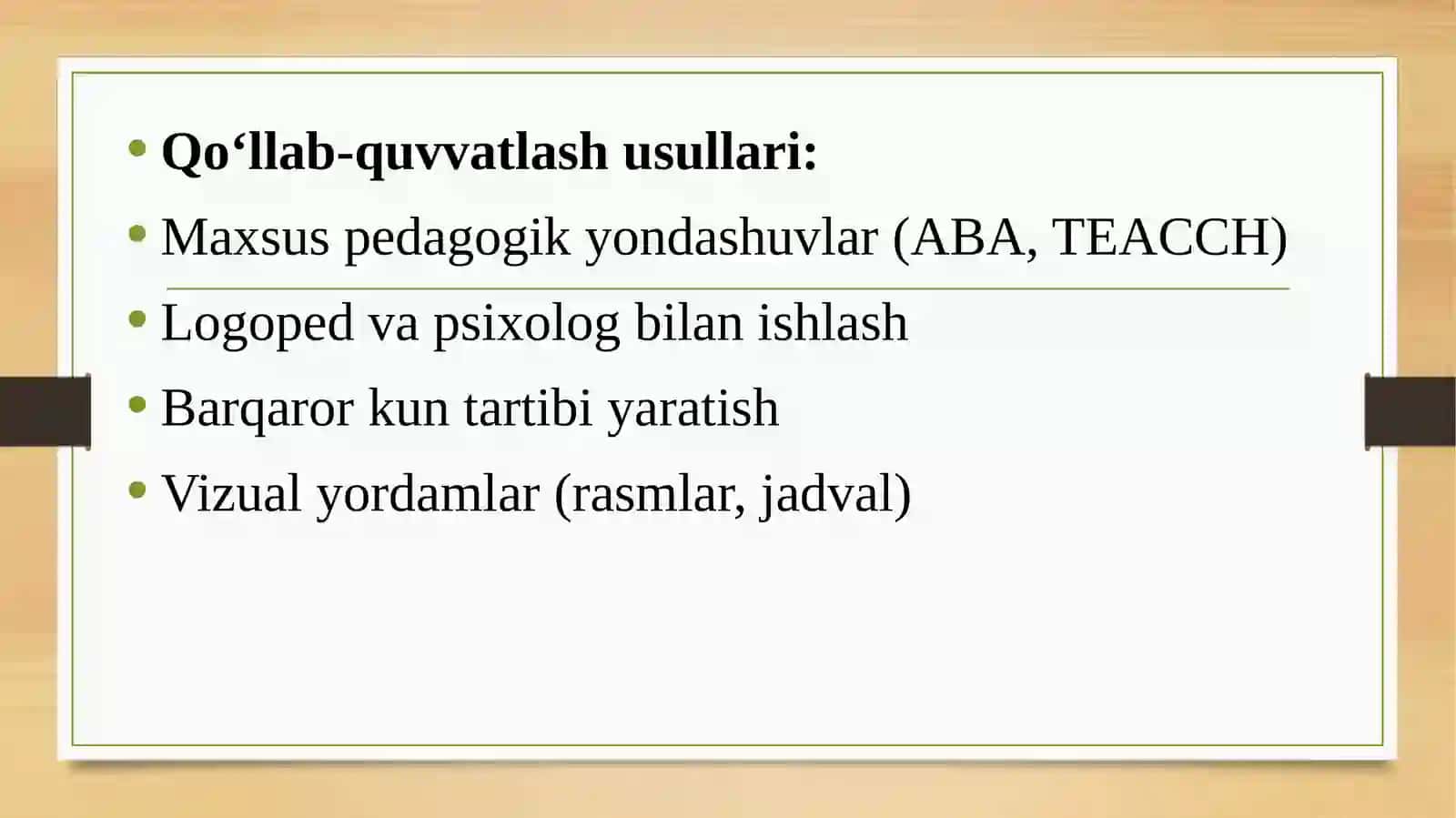 Autistik spektr buzilishlari va sensorkamchiliklarga egab olalar 4