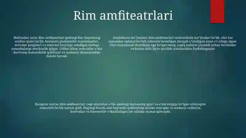 Qadimgi Dunyo Sport Inshoatlari 4