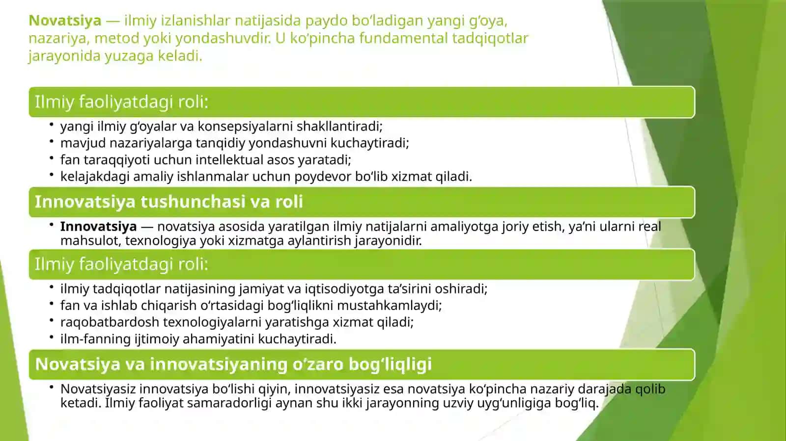 NOVATSIYA VA INNOVATSIYALAR HOZIRGI ZAMON ILMIY TADQIQOTLARINING TARKIBIY QISMI 4