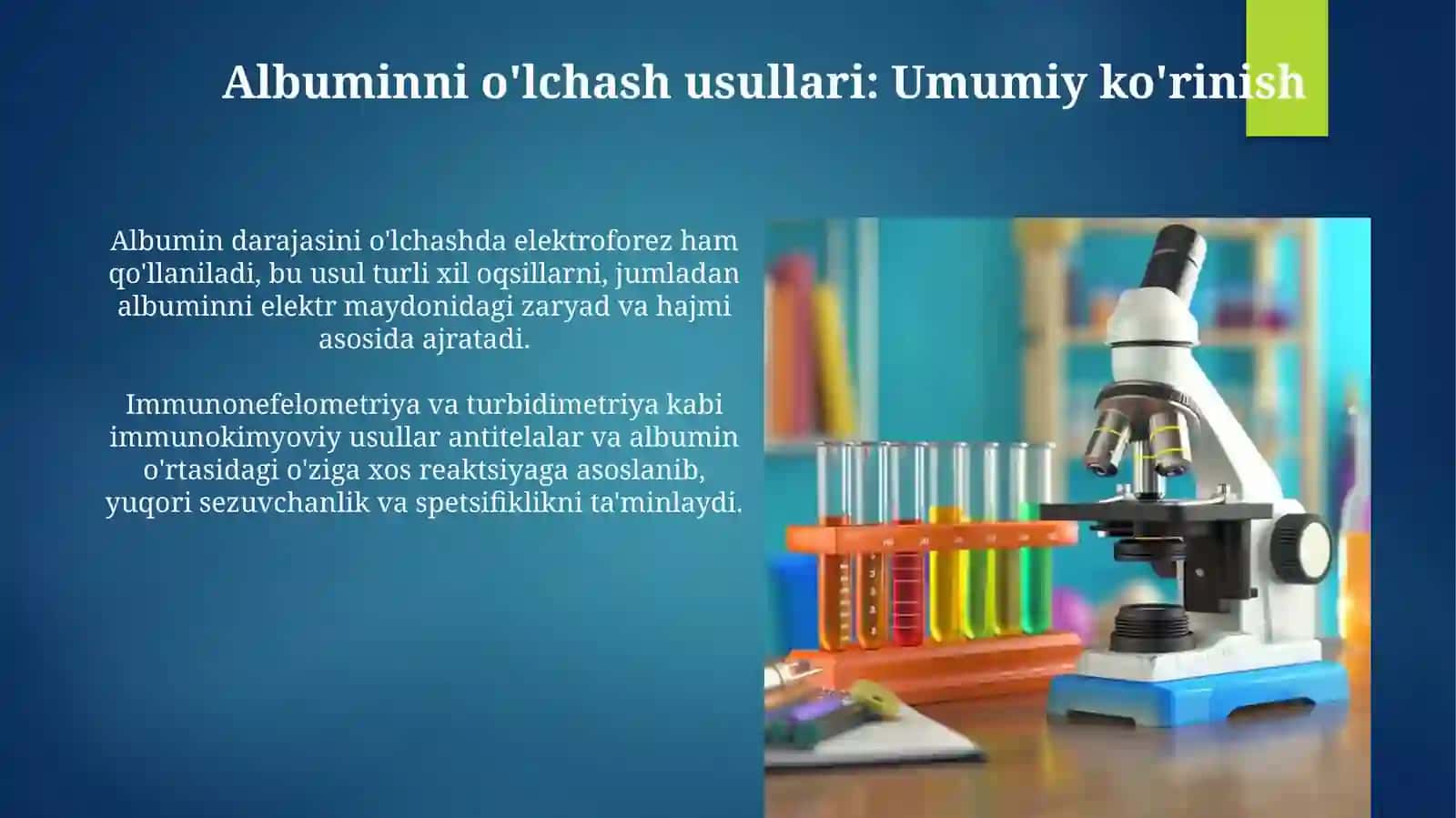 Biokimyo - Qon plazmasi tarkibidagi albuminlar miqdorini biokimyoviy analizatorlarda aniqlash 4
