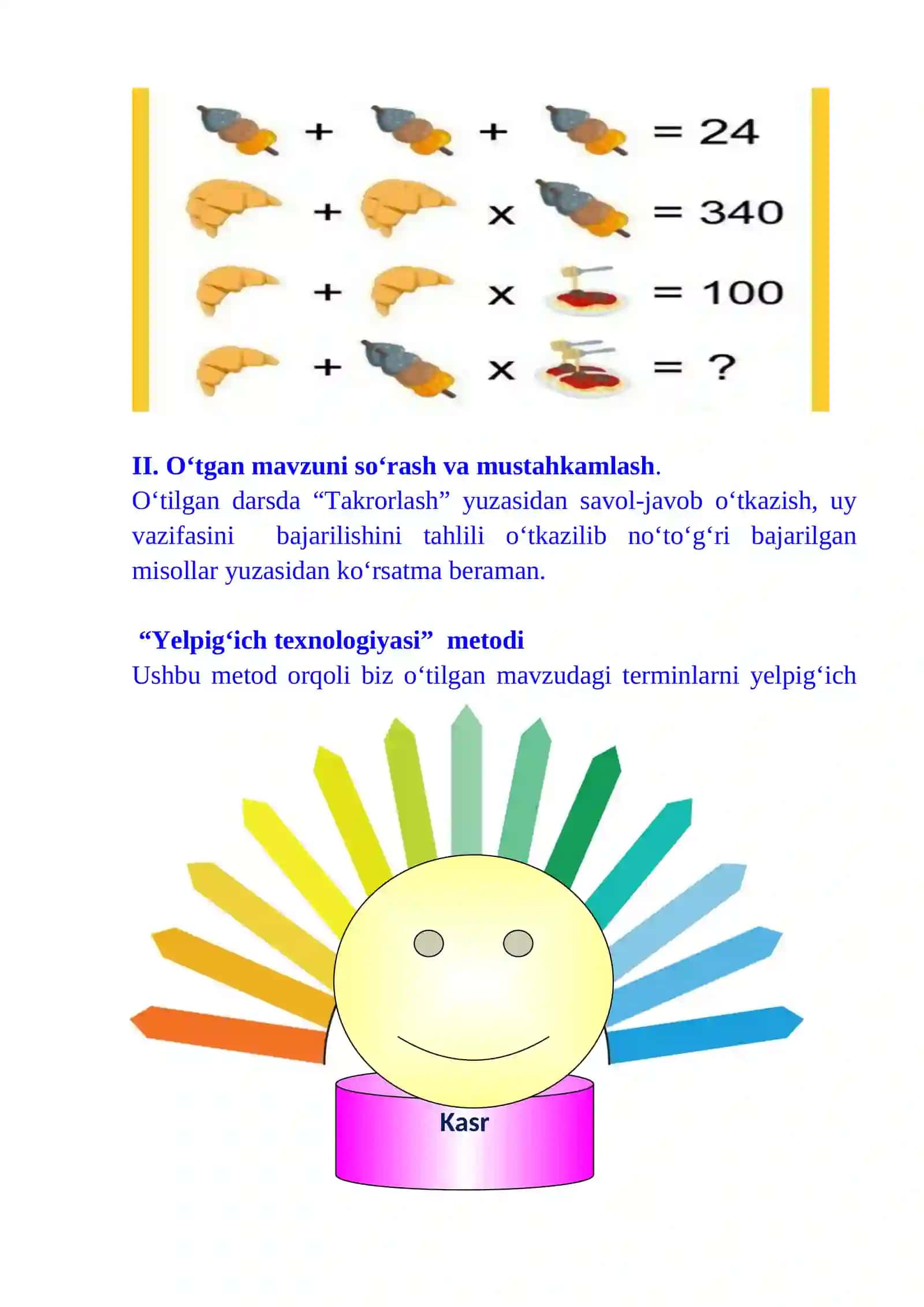 3-sinf Matematika fanidan Yuzning xossalari 2-chorak dars ishlanmasi 4